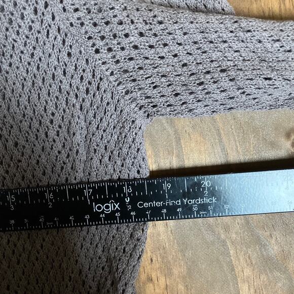 Ann Taylor Womens Sweater Gray Cardigan Petite Open Front Linen Blend LP - Picture 8 of 12